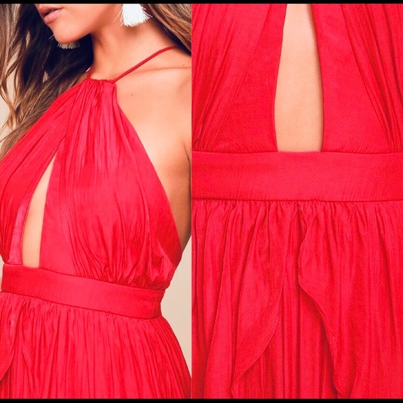 NWT Lulus Red Party Prom Wedding Guest Formal Long Maxi Dress Strappy Open Back - Picture 4 of 7